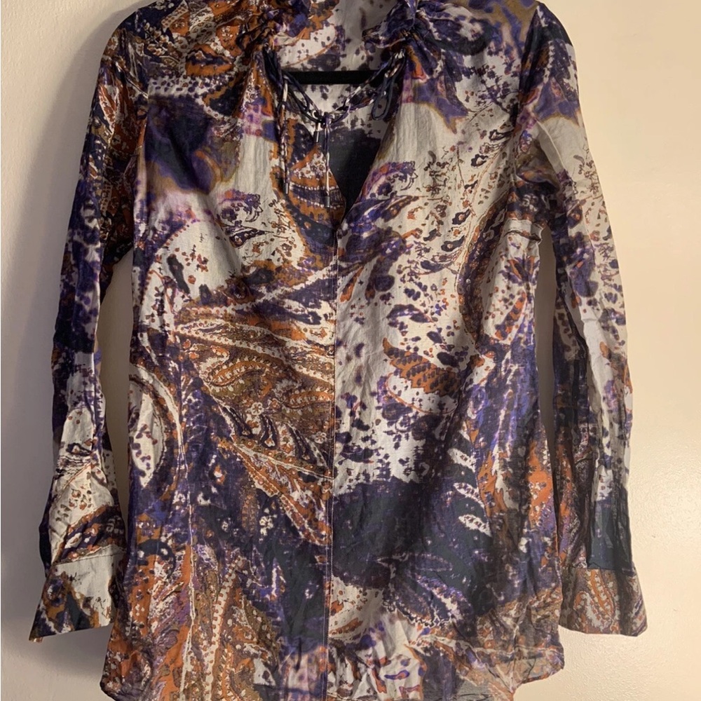 Silk blend Elegant Multicolor Paisley Women's Top